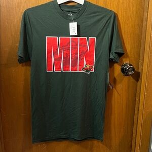Men’s NHL Forest Green Tee with Red MIN Design size S (34/36)